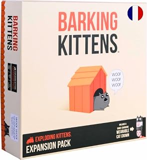 Exploding Kittens : Barking Kittens Extension - Version Française | Jeu d'Ambiance pour Enfants dès 7 Ans - Jeu de Société avec Cartes Hilarantes - 2 à 6 Joueurs - 15 Min