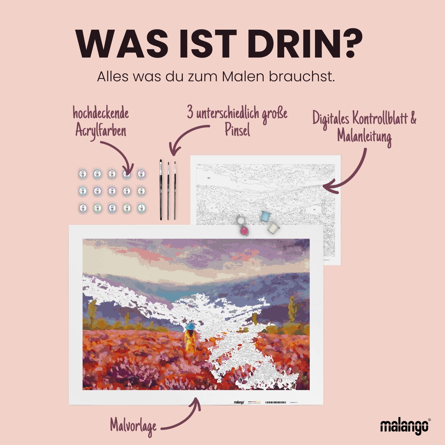 Malen nach Zahlen Erwachsene - Giraffe Gerd 120 x 80 cm groß XXL Premium-Malset ohne Rahmen, Hergestellt in unserer Produktion in Deutschland, Kreative