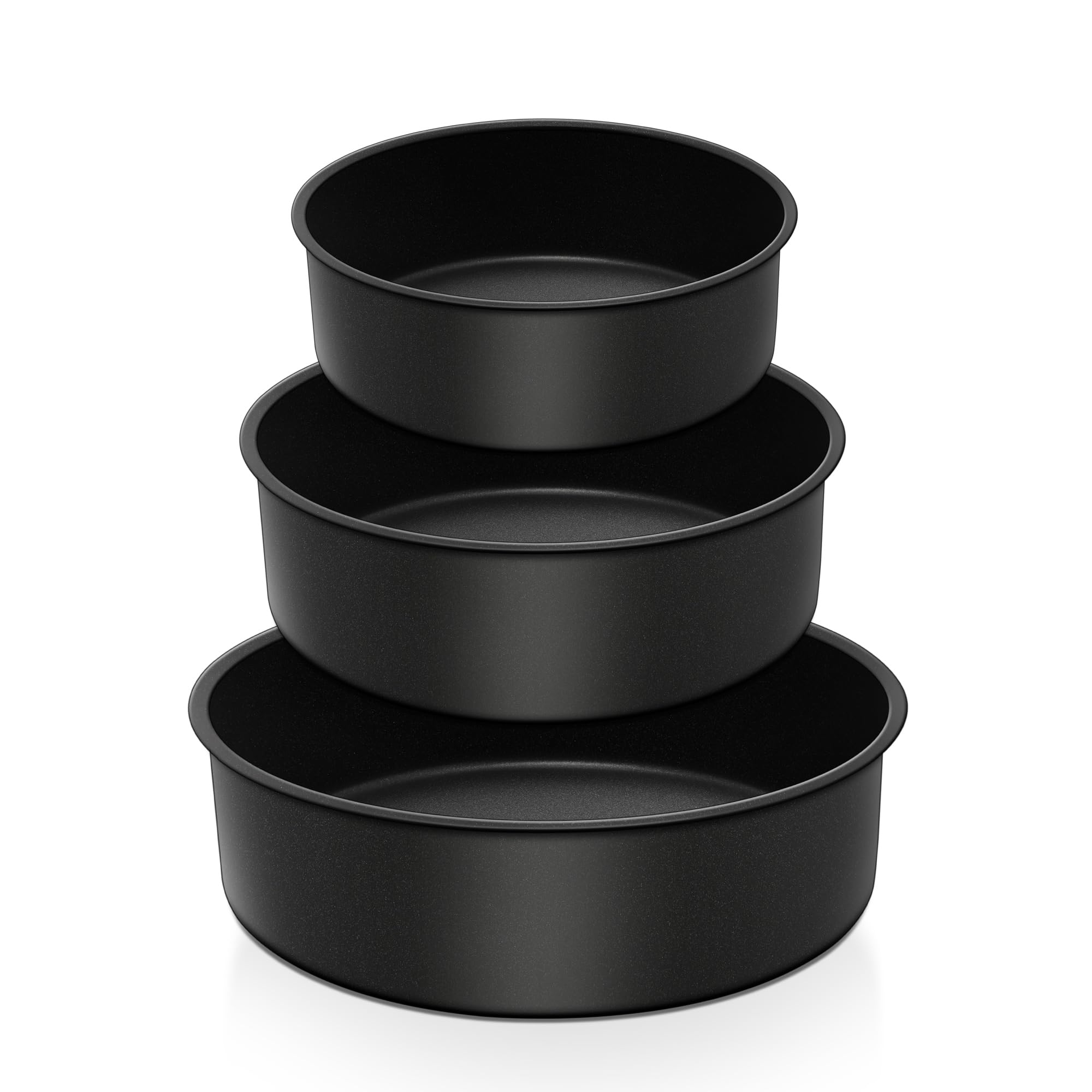 E-far Juego de 3 moldes para tartas (6/8/9½ pulgadas), moldes redondos de acero inoxidable antiadherentes para hornear pasteles de boda, núcleo de acero inoxidable y revestimiento no tóxico, lado