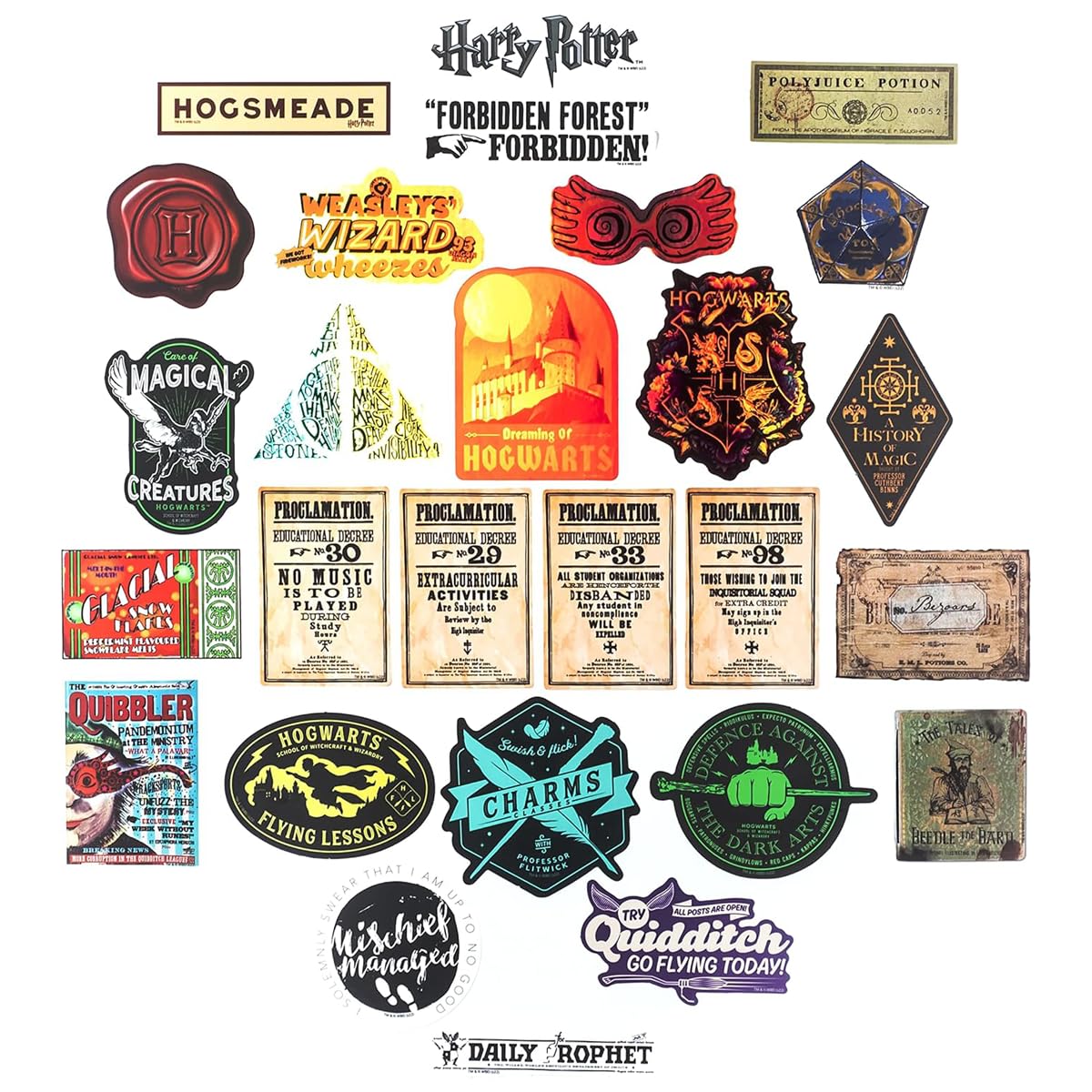 Conquest Journals - Juego de 50 pegatinas de vinilo con licencia oficial, impermeable y resistente a los arañazos, Potterfy All The Things