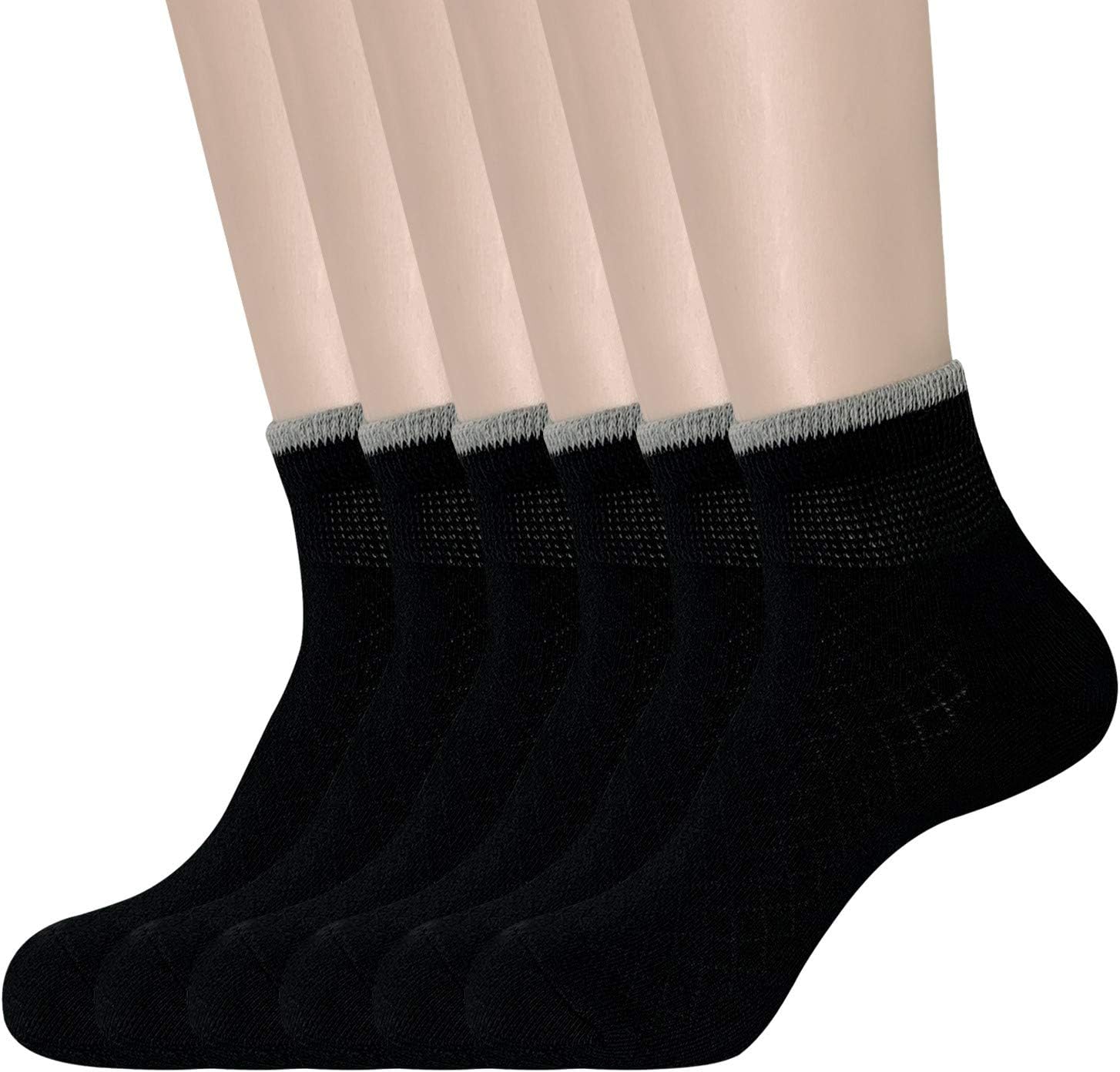 KONYWomen's Cushioned Diabetic Socks 6 Pairs - Non-Binding Wide Top Loose Cotton Ankle Socks Size 6-9