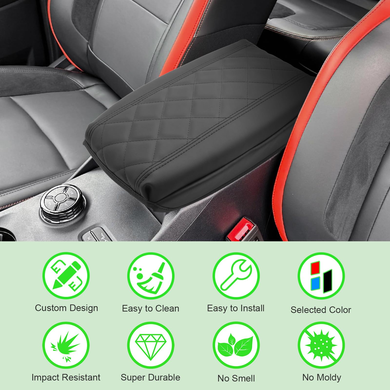 GAFAT Compatibile con Ford Ranger T9 2023-2026 2027 (Freno Elettronico) Copertura Bracciolo Console Centrale, Ranger Raptor Wildtrak Copribraccioli in Pelle PU, 4 CM Aumenta Ispessito Allevia Fatica