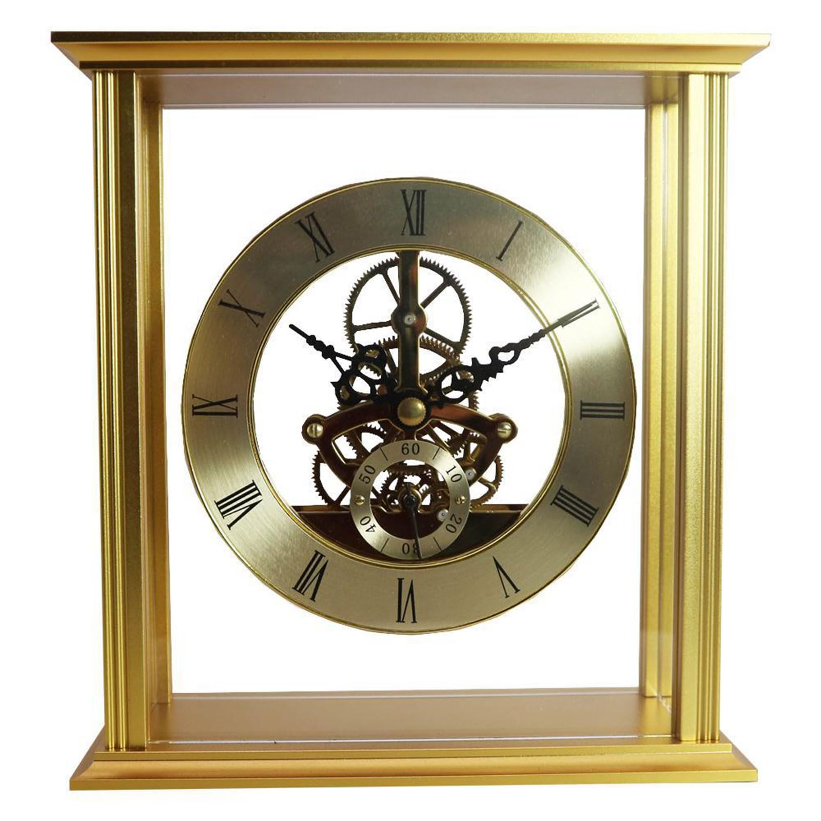YWLUUOO Movement Round Decorative Table Clock Antiques Clocks Gear Wall Clock Metal Perspective Movement Accessory Antiques Round Decorative