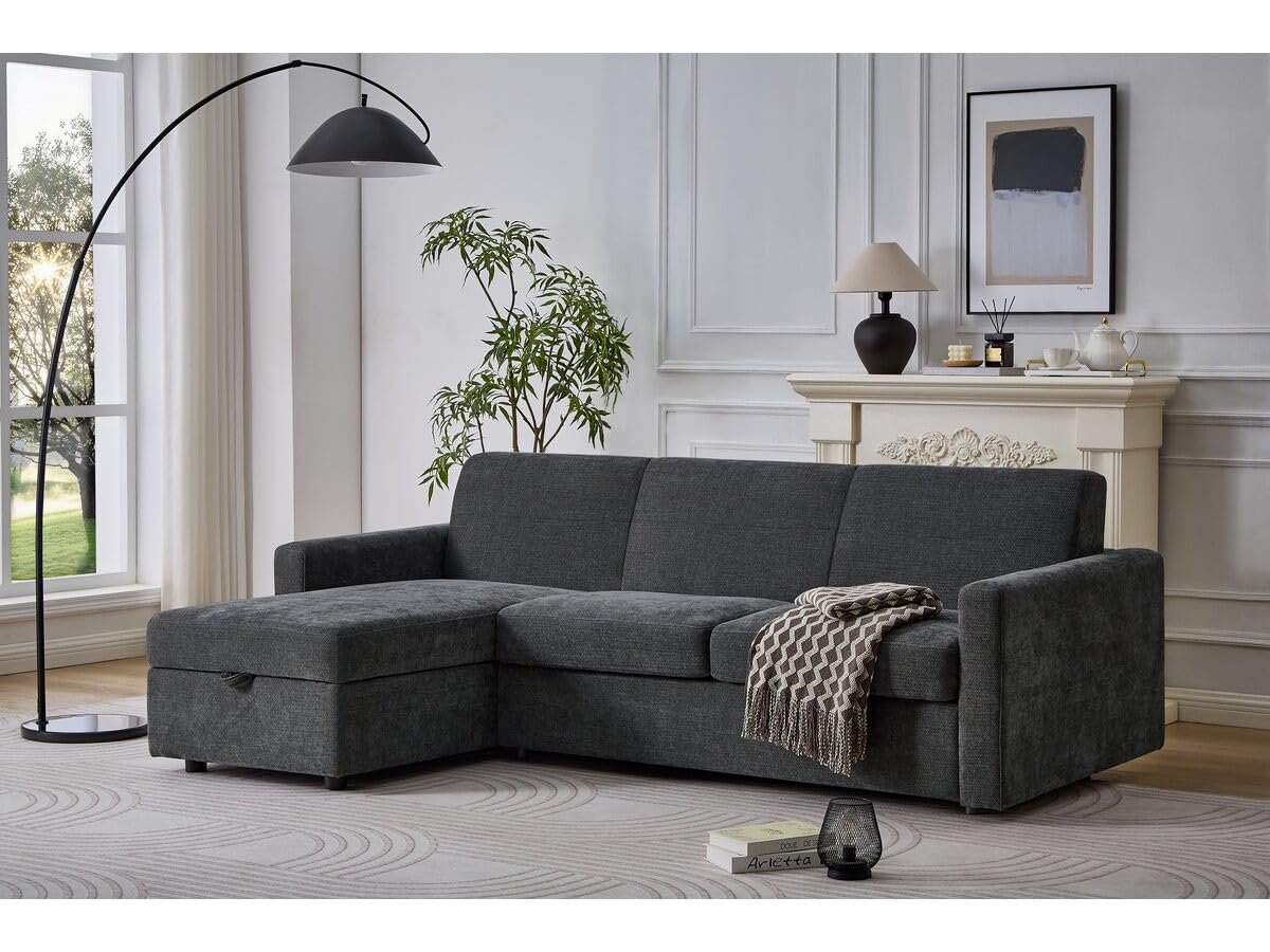Canapé d'angle réversible et Convertible Express en Tissu Celia - 3 Places - Gris