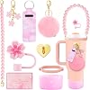 Stanley Cup Accessories Set Water Bottle Holder Strap Straw Cover Cap Stanley Cup Charm Boot Flower Stanley Cup 30 oz 40 oz Accessories Cute Silicone Stanley Straw Topper Charm Boots
