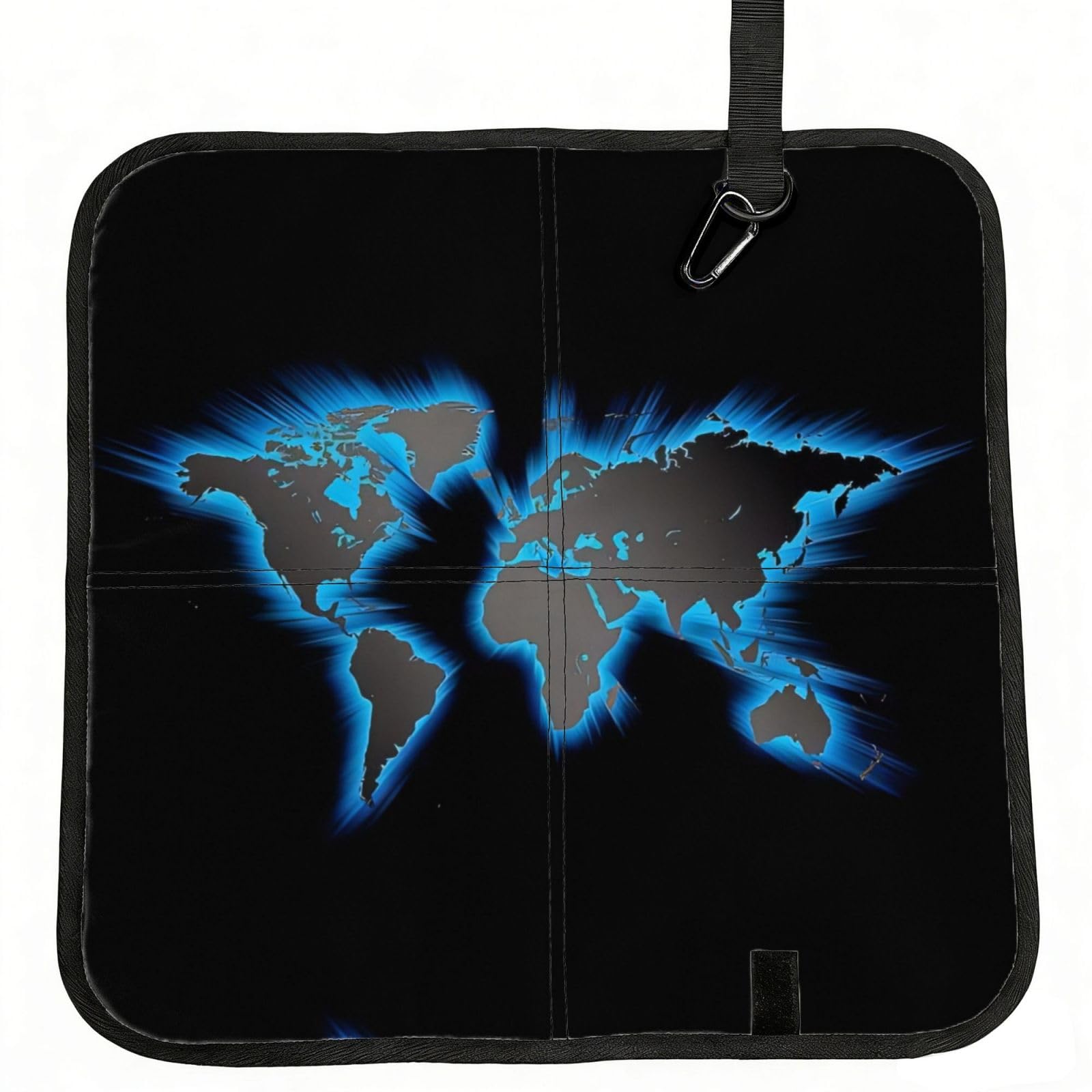 WZYCWB World Map Foldable Seating Cushion with Carabiner - Stadium Mat for Camping, Hiking and Outdoor Activities