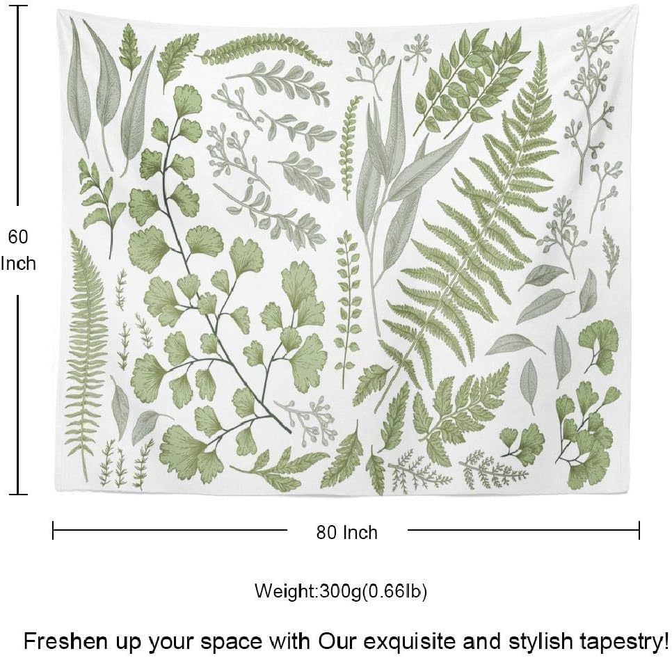 Kayel Botanical Polyester Fabric Tapestry Floral with Green White Spring Wall Hanging Tapestry,Daily Decorative Tapestry for Bedroom Living Room Dorm 60L x 80W Inches,Green Eucalyptus : Home & Kitchen