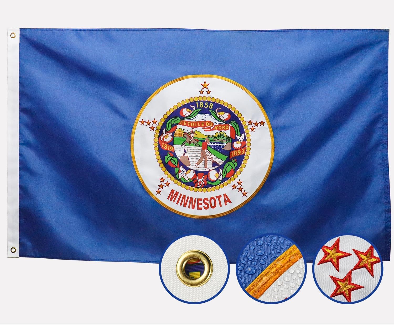 Amazon.com : Double Sided Minnesota State Flag 3x5 Outdoor The Longest ...