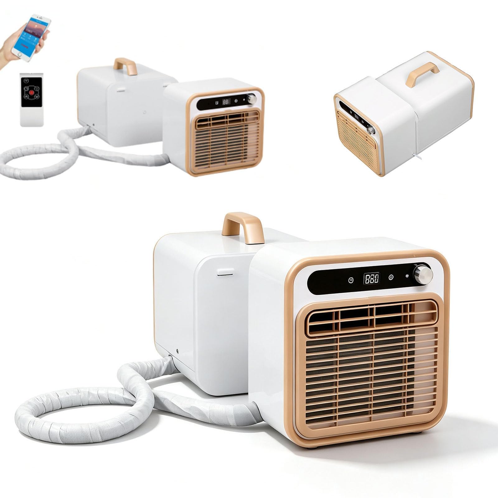 Aire Acondicionado Portátil Split, Refrigeración Rápida 2m | 1500 W, Control Remoto y Wifi, Función Temporizador de 12 h, Peso Ligero de 13 kg, para Caravanas, Camping y Aut