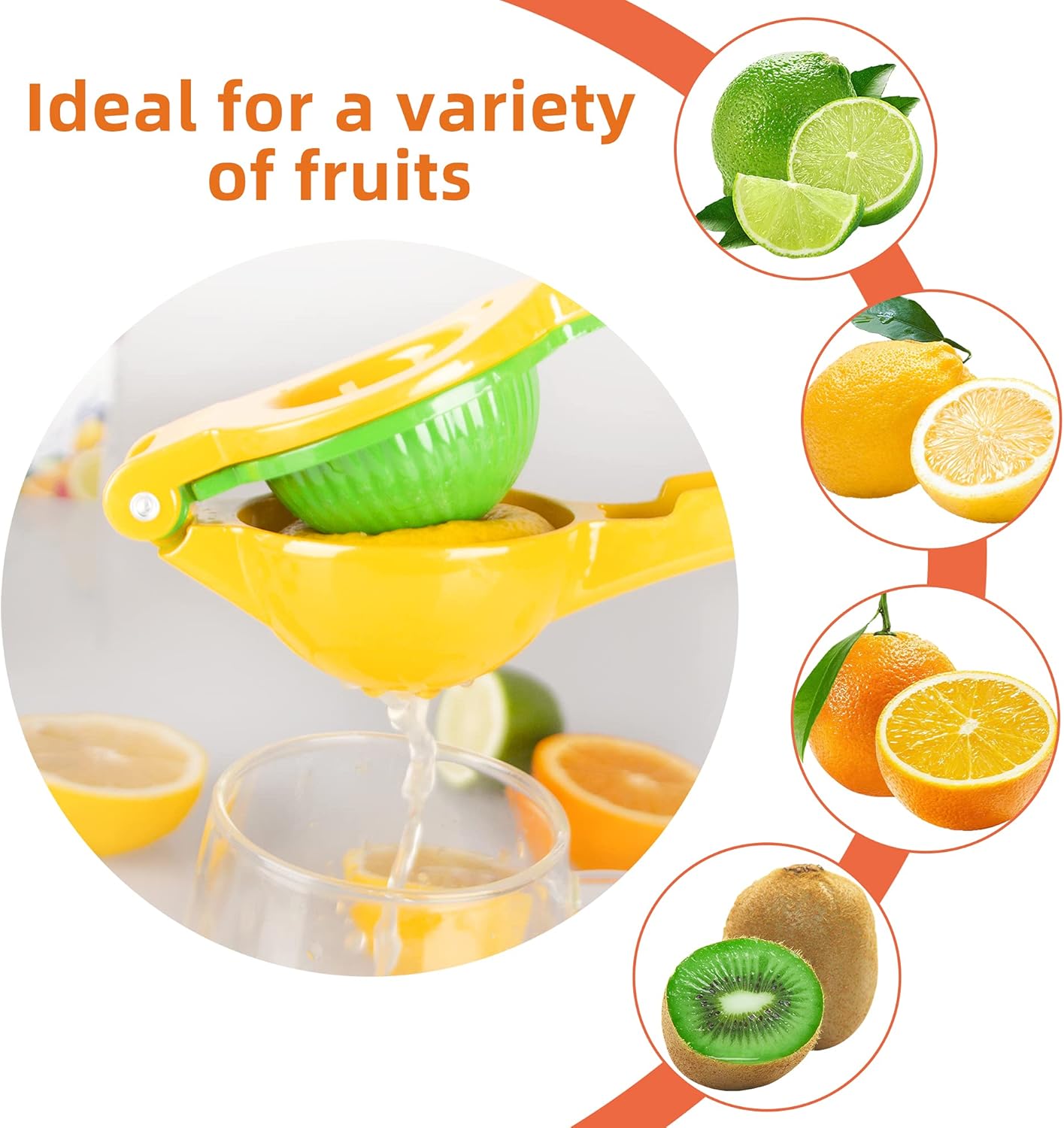 CROWNFUL Premium Lemon Squeezer, Easy to Use 2-in-1 Manual Juicer Hand Press, Lime Squeezer & Citrus Juicer, Yellow: Home & Kitchen