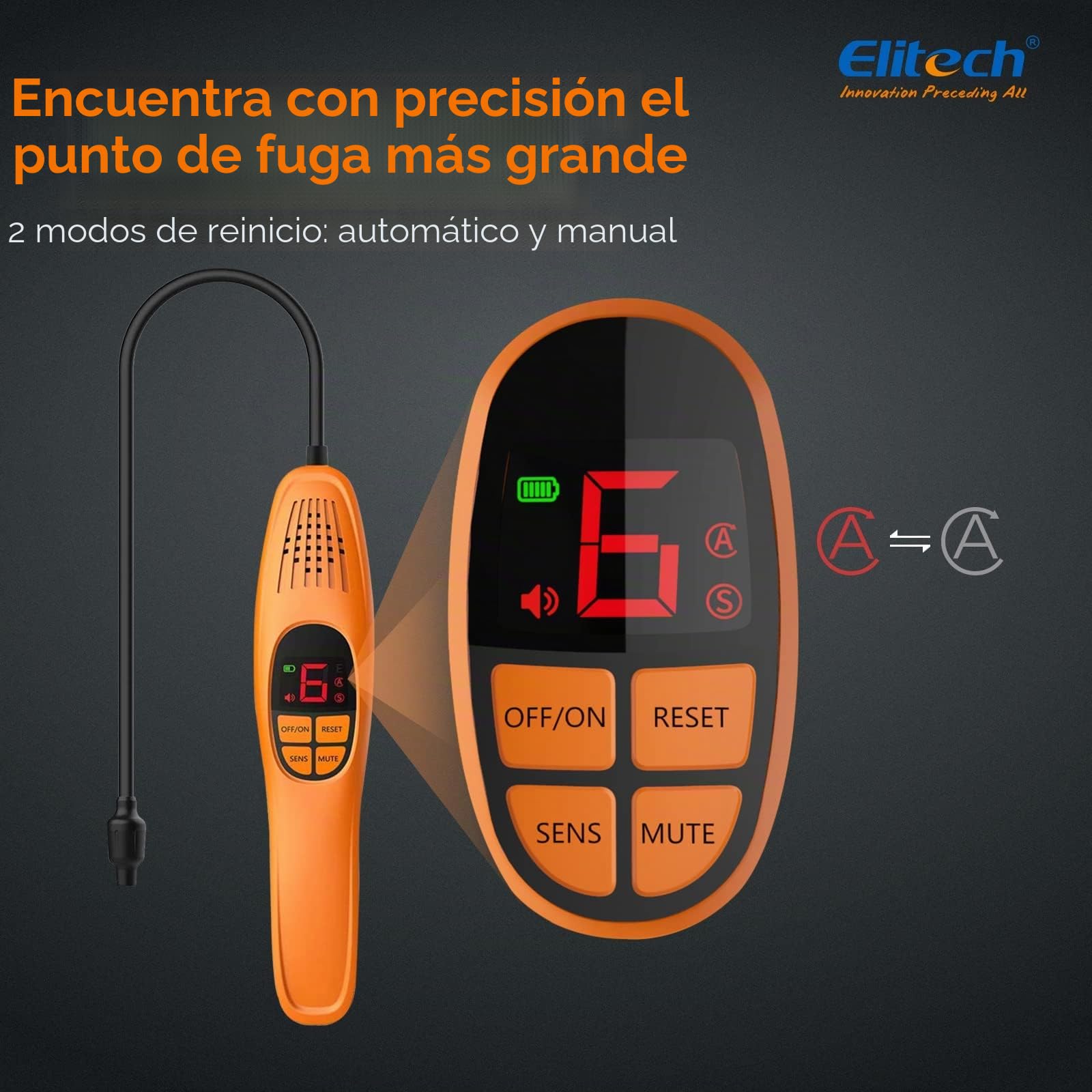Elitech LD-100+ Detector De Fugas De Refrigerante con Sensor De Diodo,R32 R134a R410 R600a Precisión para HVAC, Automóviles Y Bombas De Calor