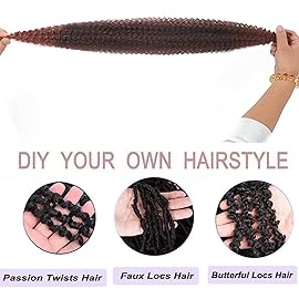 8 Packs Springy Afro Twist Hair 16 inch Pre-Separated Braiding Hair Marley Twist Braiding Hair for Distressed Faux Locs Spring Twist Hair Extensions for Women (T350, 16 Inch (Pack of 8))