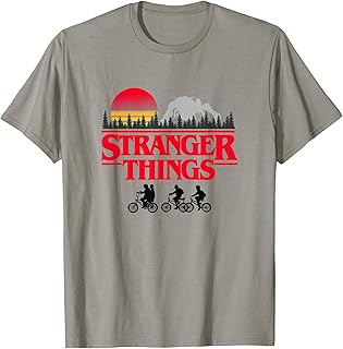 Stranger Things Retro Vintage Sunset Group Bike Silhouettes T-Shirt