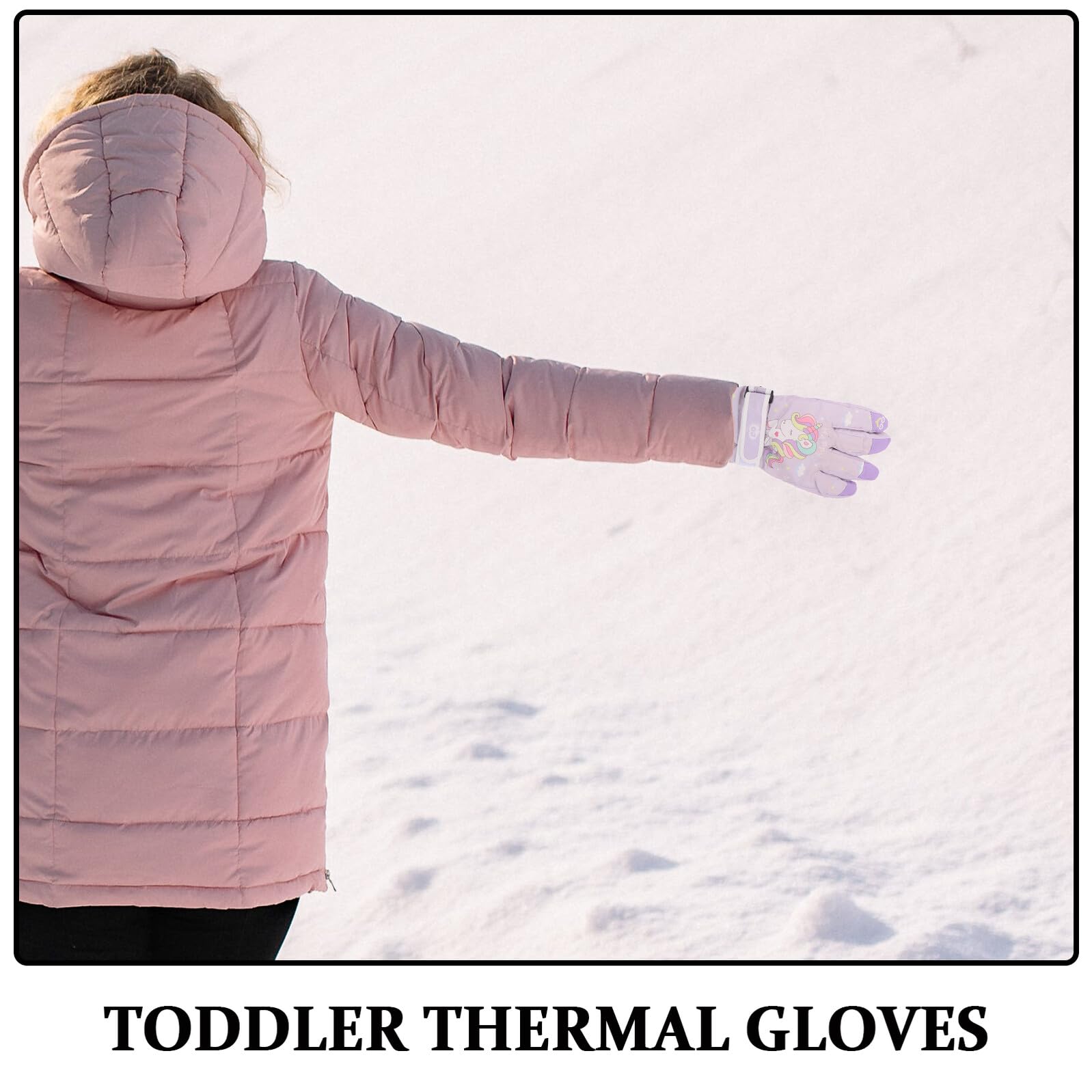 BESPORTBLE Guantes de Esquí Infantiles Impermeables y Térmicos para Invierno Mitones Gruesos Aislamiento de Doble Capa Diseño Unicornio Talla M 6-12 Años para Snowboard y Actividades al