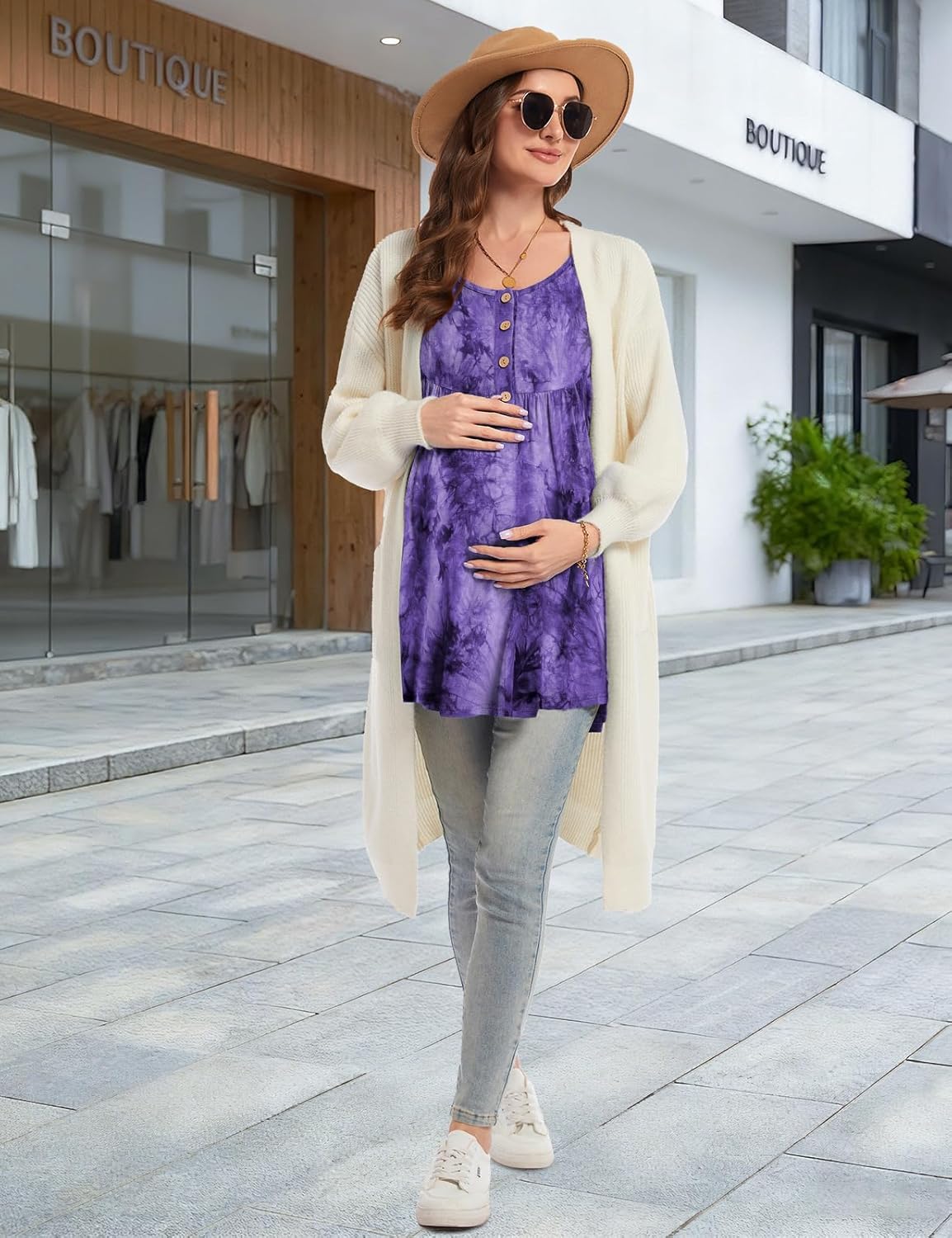 MONNURO Women's Plus Size Maternity Nursing Tops Short Sleeve Loose Fit Casual Tunics Breastfeeding Clothes - Image 6