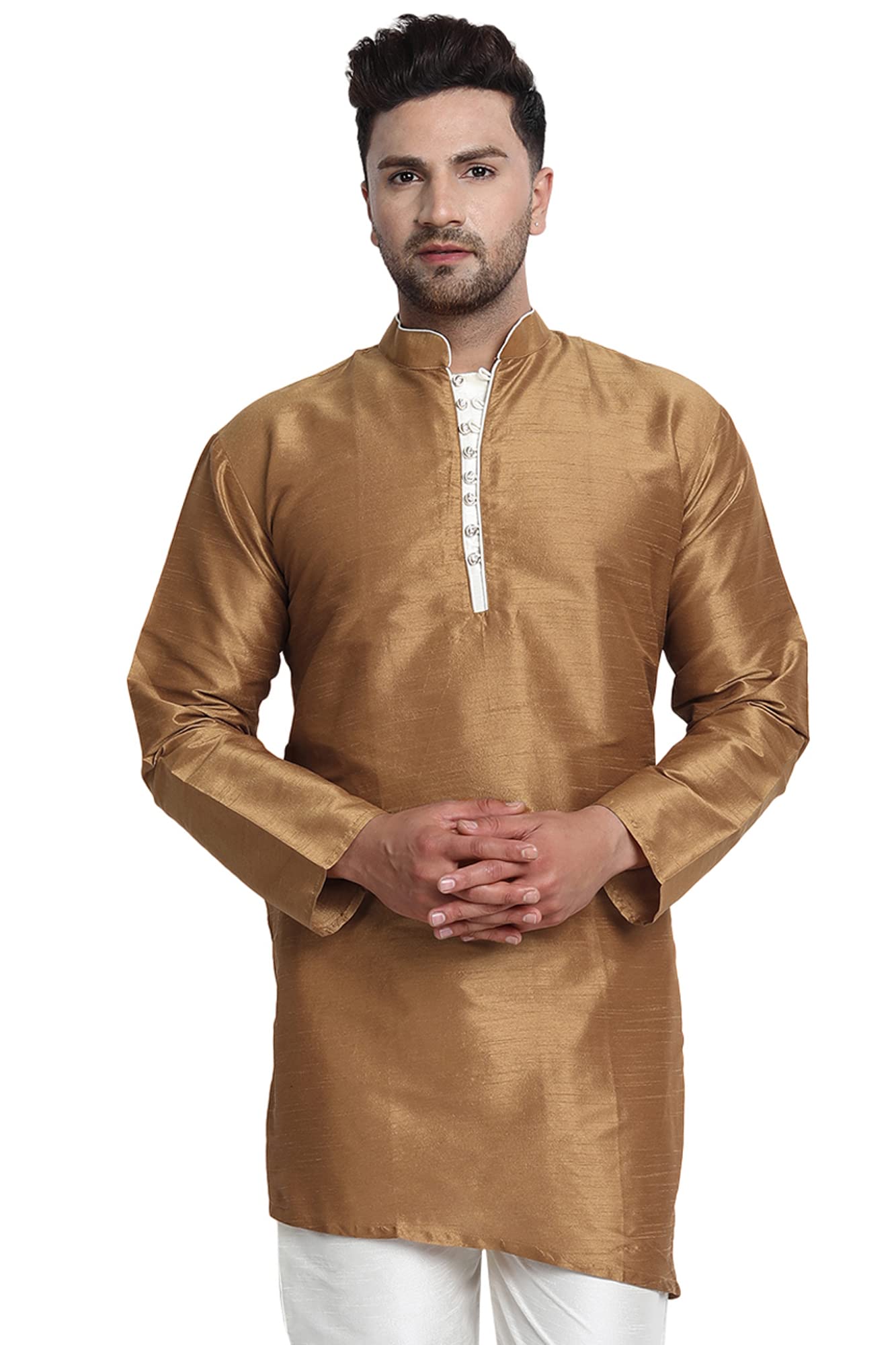 Amazon Brand - Anarva Men's Tunic Art Silk Kurta