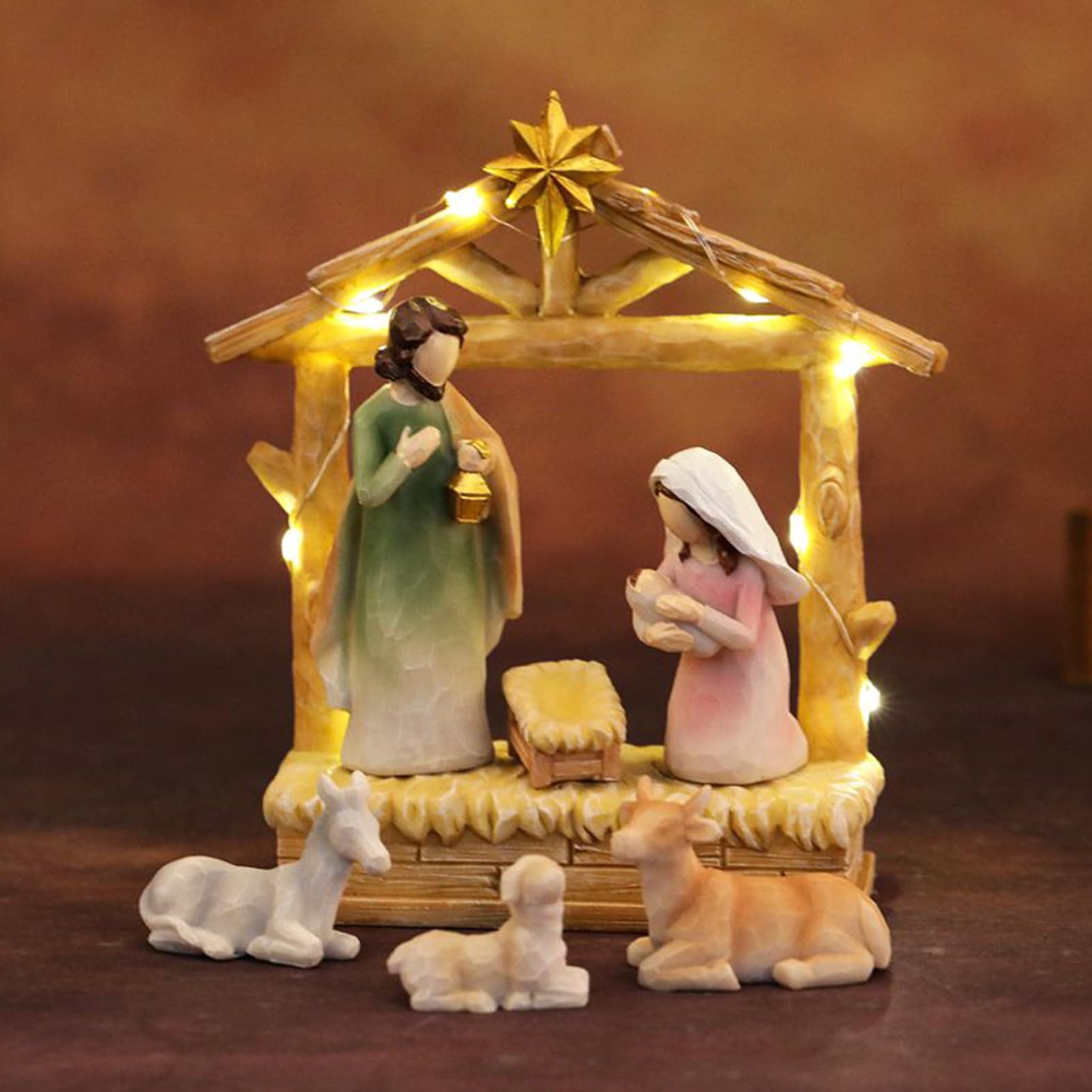 Weihnachtskrippen-Set 12teilige Weihnachtsdeko Stallstatue Wohndeko
