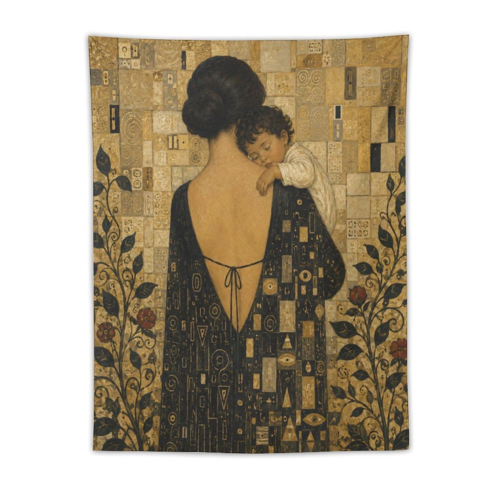 H3B8U2Y5 Mother and Child Embrace Wall Tapestry, Reading Corner