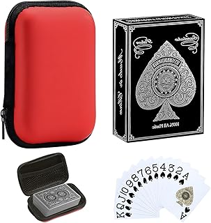 Wasserfeste Plastikspielkarten – Jumbo-Index Großdruck-Pokerdeck für Erwachsene, Premium-Profi-Kartenset mit Aufbewahrungsbox, Geschenkidee (Silber)