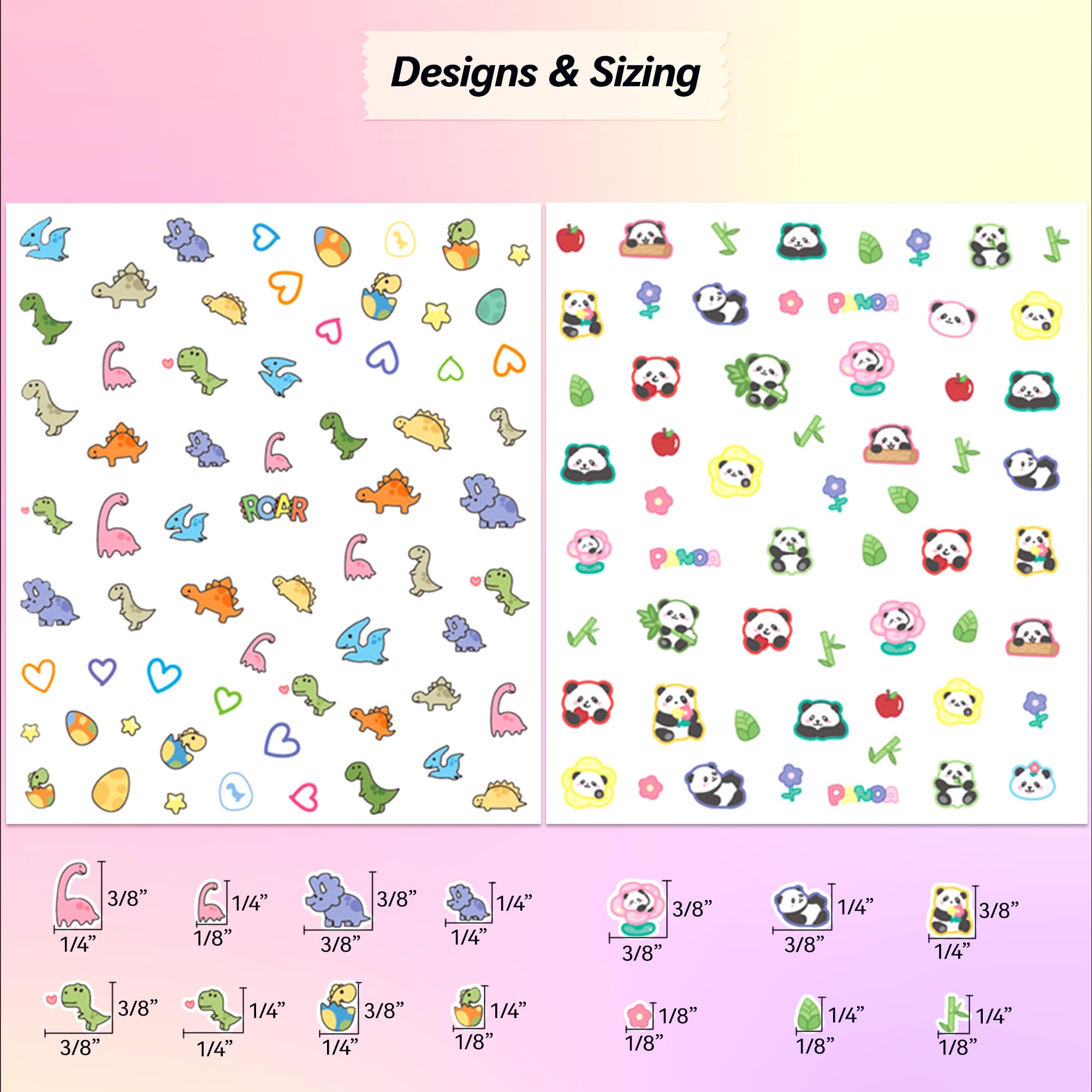 10 fogli di adesivi per unghie 3D, 719 simpatiche decalcomanie per unghie in rilievo, per bambini, tema Kawaii, farfalle, fiori, gatti, conigli, stelle, frutta, luccicanti