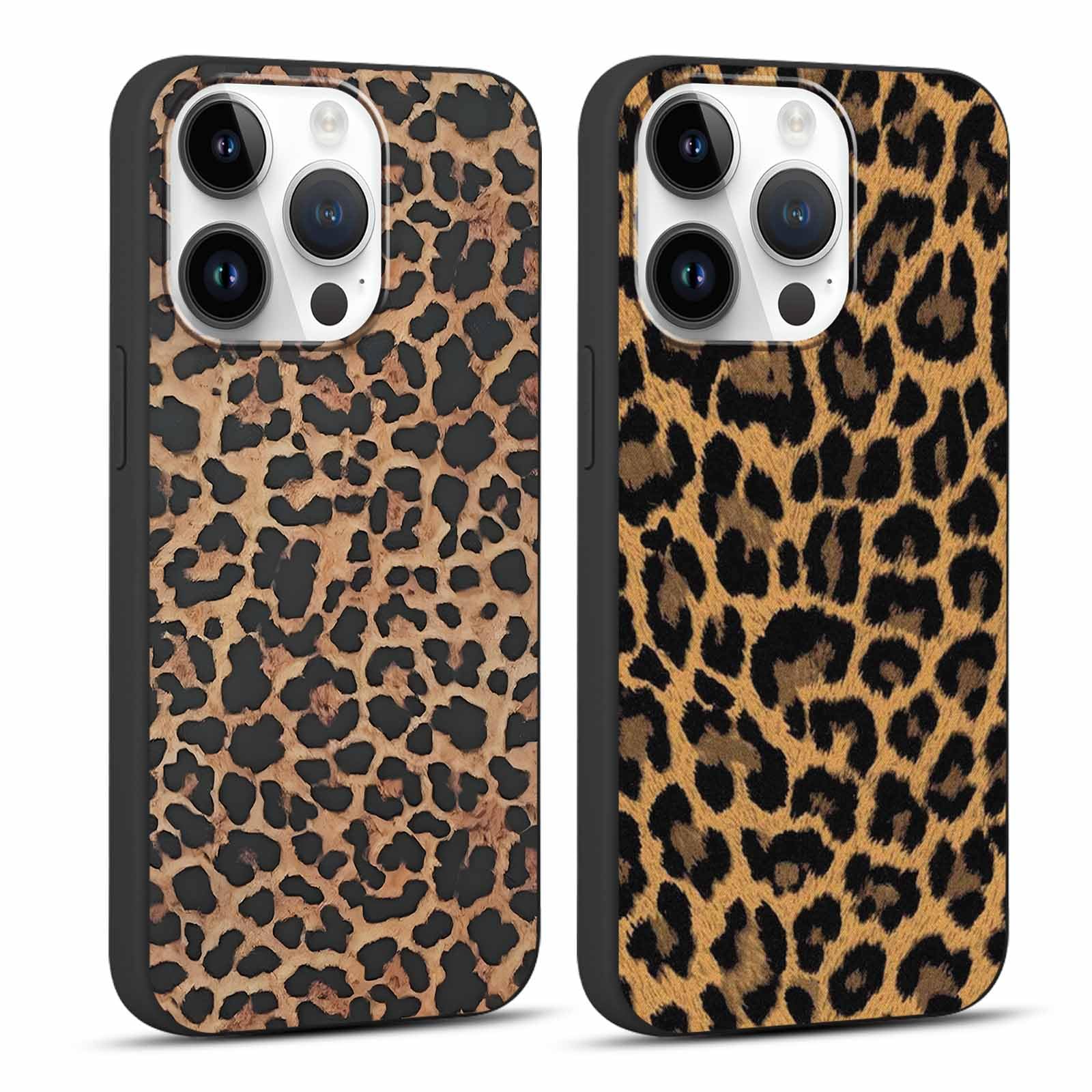 lioscre 2 Pack Cute Cheetah Print Phone Case for iPhone 15 Pro Case 6.1", Aesthetic Luxury Black Leopard Pattern Design Cover Shockproof Soft Slim TPU