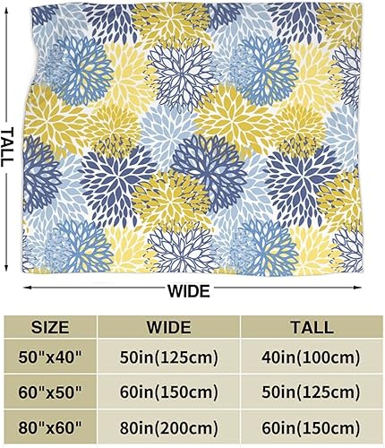 Miniatura 3 de Manta de forro polar con flores de crisantemo azul marino, ultra suave, acogedora, decorativa, para todas las estaciones, para el hogar, cama, sofá,