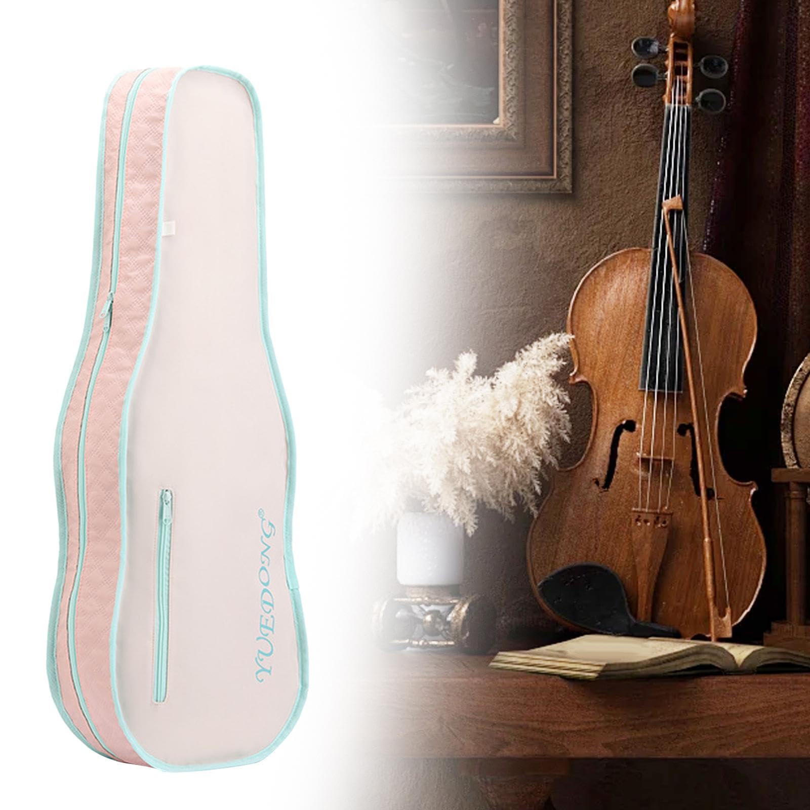 Estuche de Violín con Bolsa de Transporte Plegable para Principiantes Y Viajeros, Beige Rosa