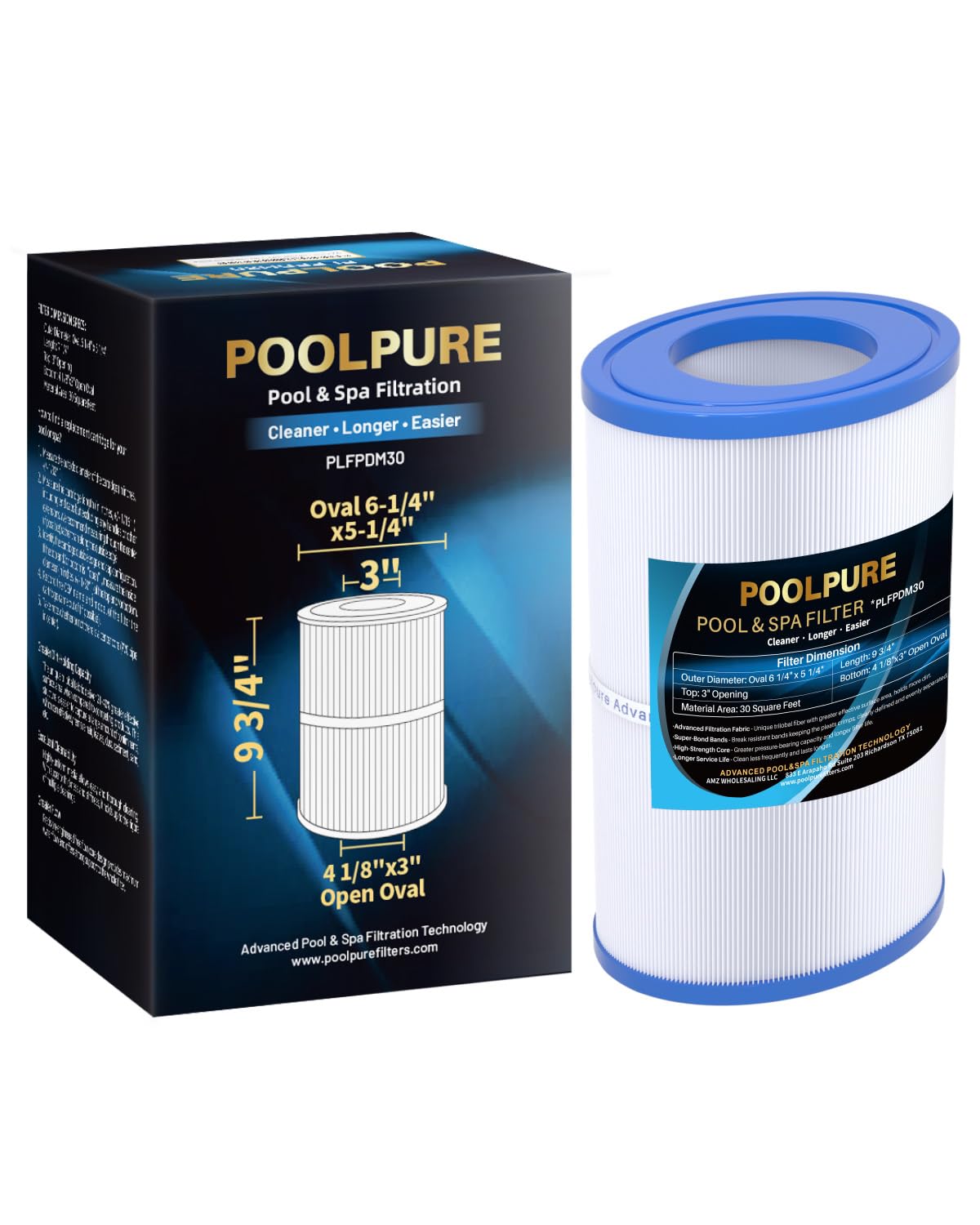 POOLPURE Oval Filter Spa Filter PDM30 for Dream Maker Hot Tubs 461269, 30 sq.ft Hot Tub Filter Cartridge 1PACK