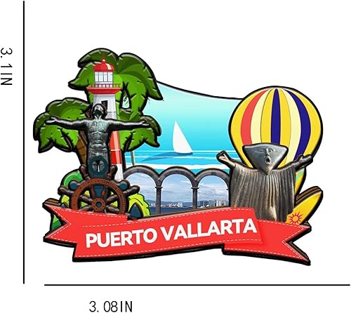 Miniatura 3 de Imán de madera para nevera de Puerto Vallarta México, monumentos 3D, recuerdos coleccionables, decoración hecha a mano -1999