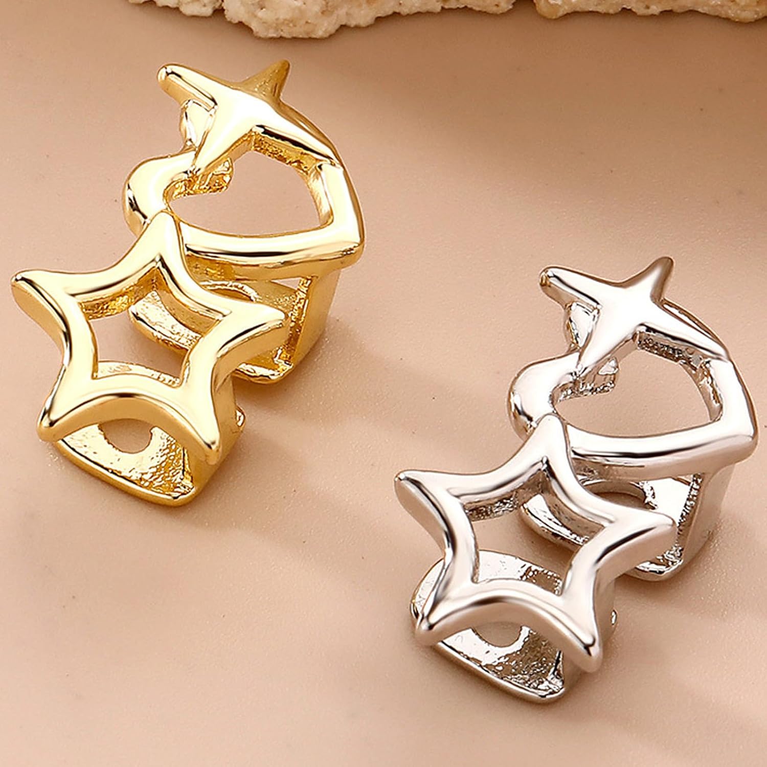 Hollow Star Shape Fang Grillzs Copper Body Jewelry Comfortable Wear Tooth Decoration for Role Playing and Star Tooth Grill