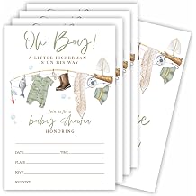 Baby Shower Invitations With Envelopes-Set Of 25 A Little Fisher Man Is On His Way-Baby Fisher Boy Accessories Baby Shower Invitations-Gender Reveal Baby Announcement Invites-07