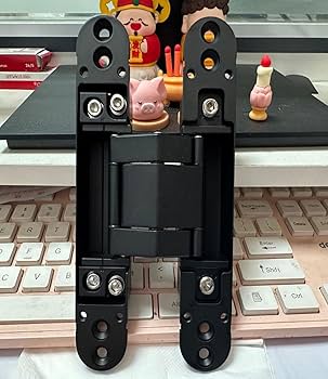 2-Pack 6-Inch Invisible Cabinet Hinges - Heavy Duty Black Zinc