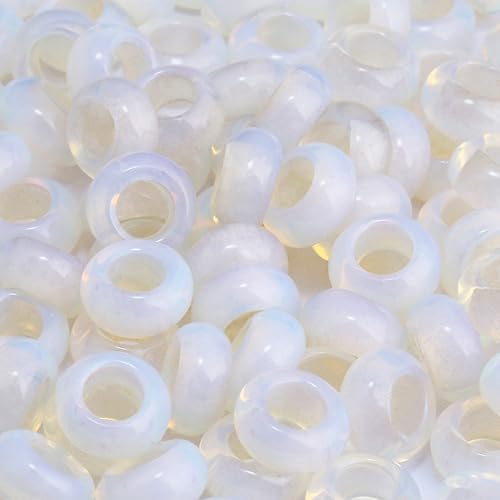 Cuentas Tumbeelluwa de piedras preciosas naturales para hacer joyas, 0.32 x 0.55 pulgadas, forma redondeada con orificio grande, 15 unidades