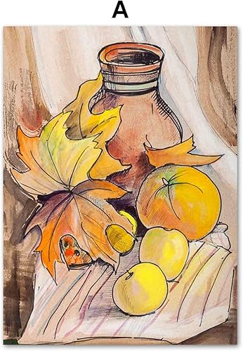 Miniatura 3 de Impresión de la lona de las cuadross de las naranjas de la hoja de arce del estilo retro. Cuadro de arte de pared de lienzo 50x70cmx3 sin marco