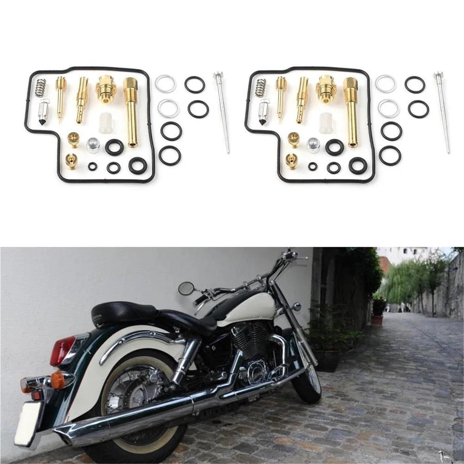 para VT600 VT 600 para Shadow VLX 1989-1998 Kit De Reparación Y Reconstrucción De Carburador De Motocicleta Juntas Membrana De Diafragma De Flotador(Style4)