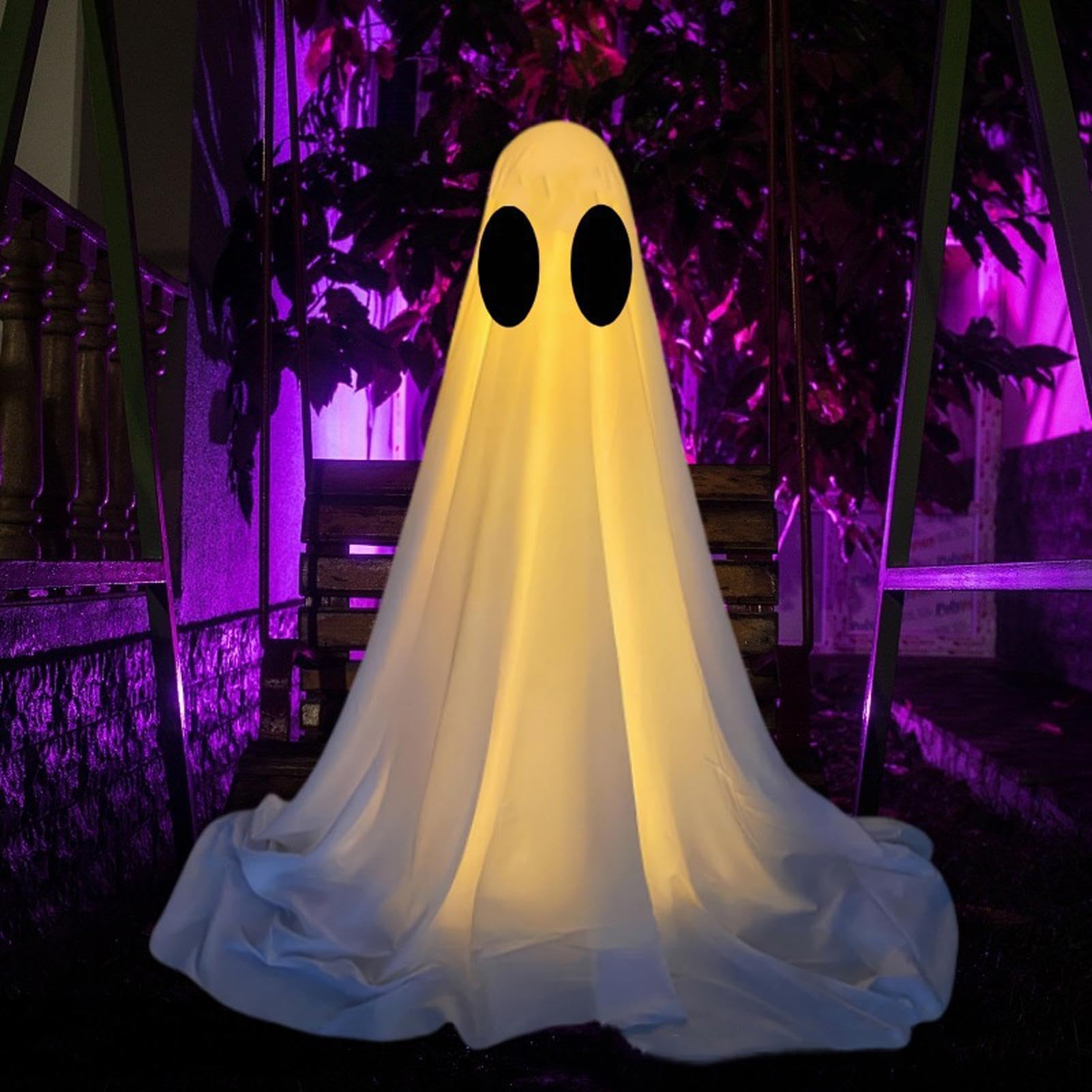 Fantasmi luminosi di Halloween in metallo, esterno in tessuto bianco