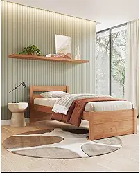 Cama Solteiro em Madeira Maciça 0,90x190cm Unique Yescasa Amendoa