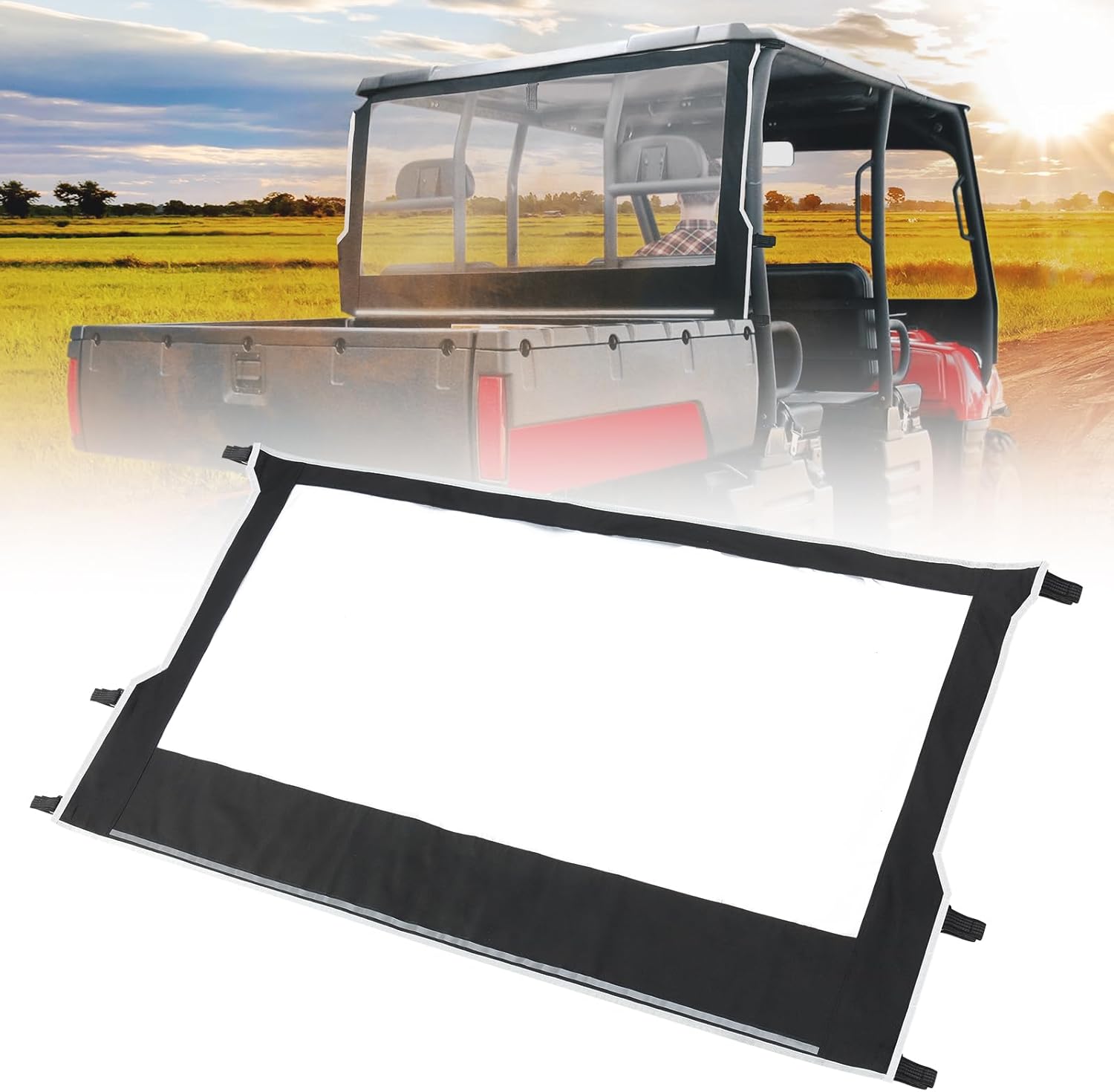 KEMIMOTO UTV Soft Rear Window, PVC Back Windshield Compatible with Polaris Ranger 500 700 2002-2008 Dustproof Waterproof Sunshade Accessories