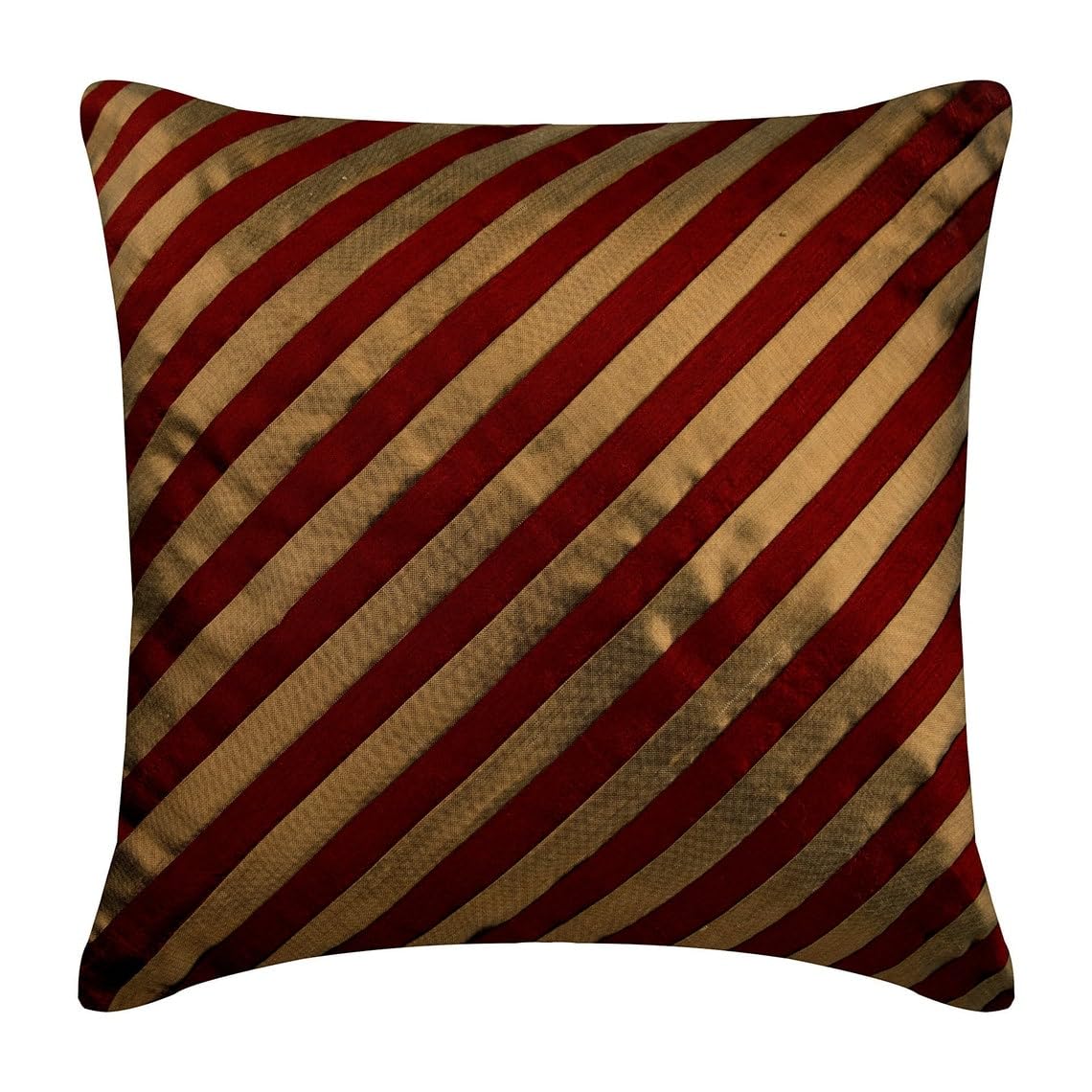 The HomeCentric Rot zierkissenbezuge, Streifen Strukturierte Pintucks sofakissen, 50x50 cm Kissen, Gestreift zeitgenossisch sofakissenbezuge, Platz Seide Kissen - Unfolding Red Copper