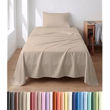 Lightweight 3 Piece College Dorm Sheets Twin XL Size - Cooling Sheets for Hot Sleepers - Soft Breathable Bedding Set w/ 8-16 Inch Deep Pockets - 1 Flat & 1 Fitted & 1 Pillowcase - Wrinkle Free - Wheat