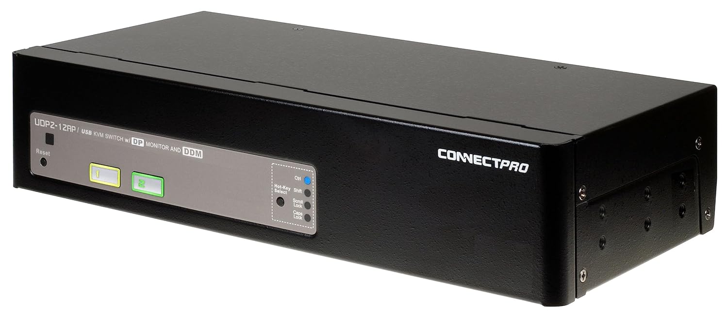 ConnectPRO UDP2-12AP Dual Monitor DisplayPort 1.4 KVM Switch (KVM Switch with 6 ft Cables kit)
