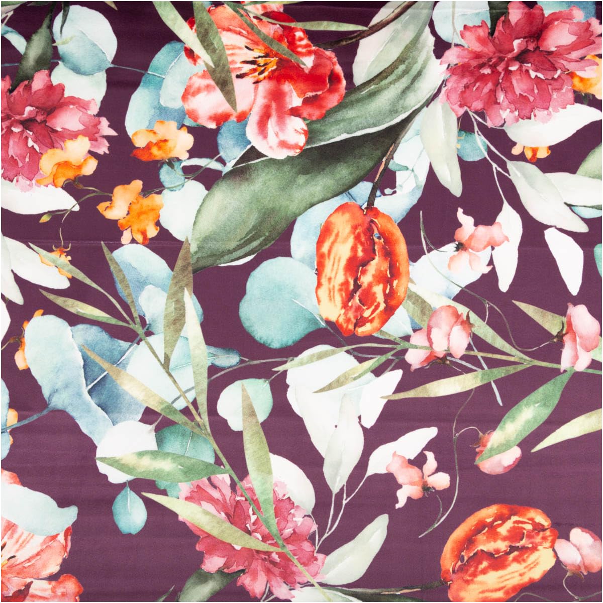 Velvet Fabric Flowers Mauve Green Digital Print with Bright Design Sold by the Metre | Ideal for Sewing & DIY