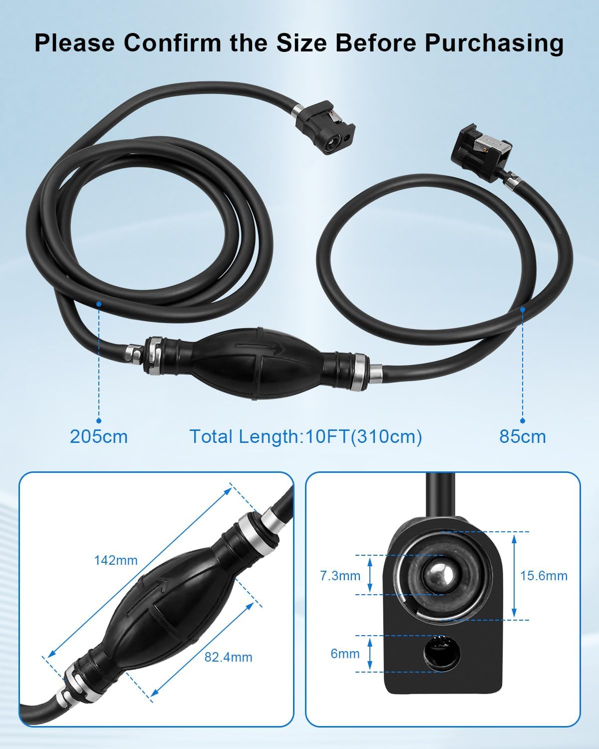 For Yamaha Outboard Marine Boat 5/16'' 8mm Fuel Gas Line Hose Primer Bulb Pump - Foto 6