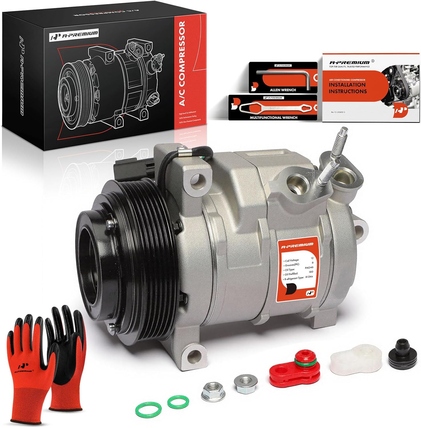 A-Premium Air Conditioner AC Compressor with Clutch Compatible with Dodge Journey 2009 2010, 3.5L