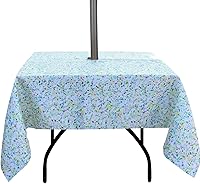Vista 21 de Stripe Outdoor Tablecloth Water Resistant Polyester Fabric Table Cover with Zipper Umbrella Hole for Garden Patio Tabletop 60Inch Round,Black