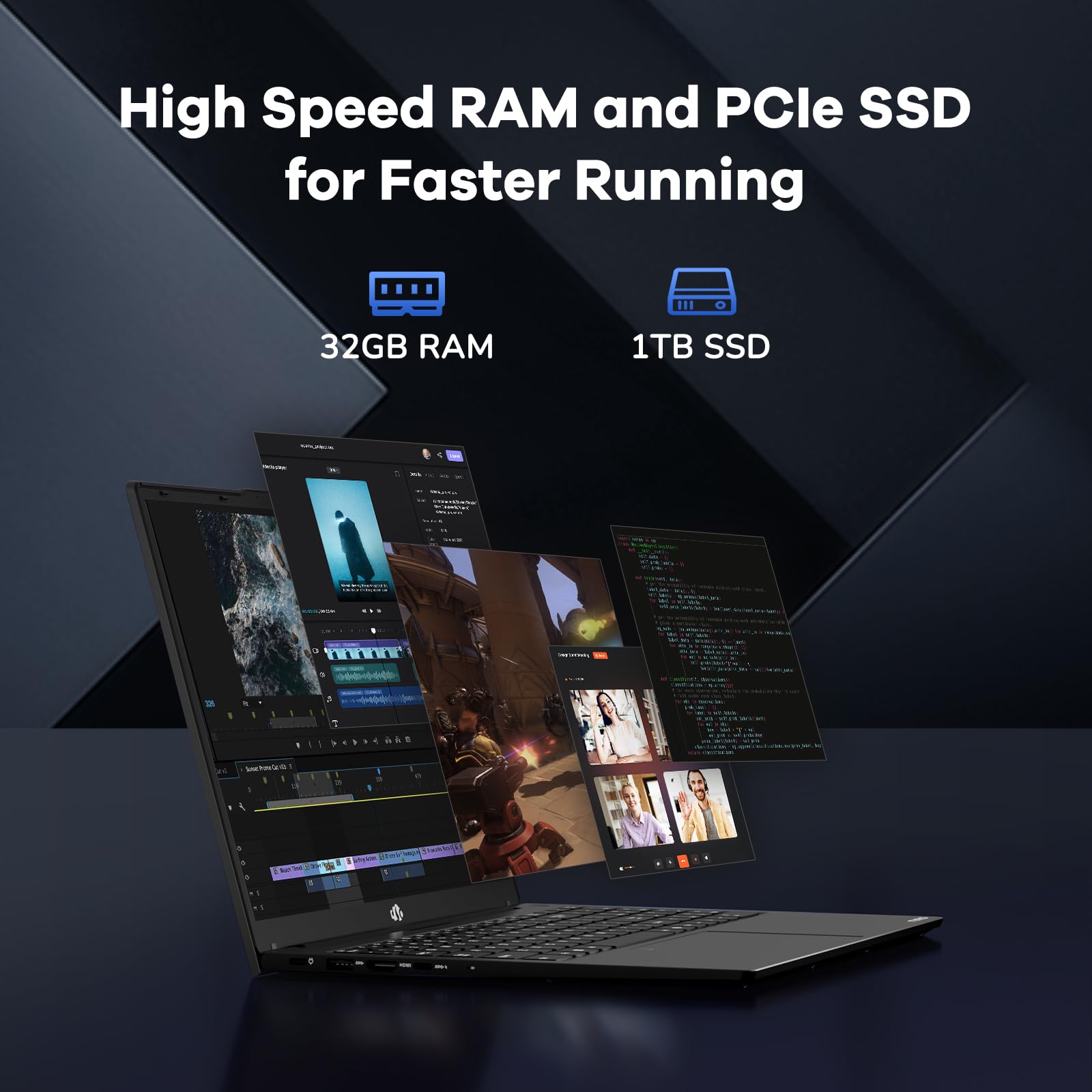 NIMO Laptop para jogos IPS FHD de 15,6 polegadas, 6 núcleos Ryzen