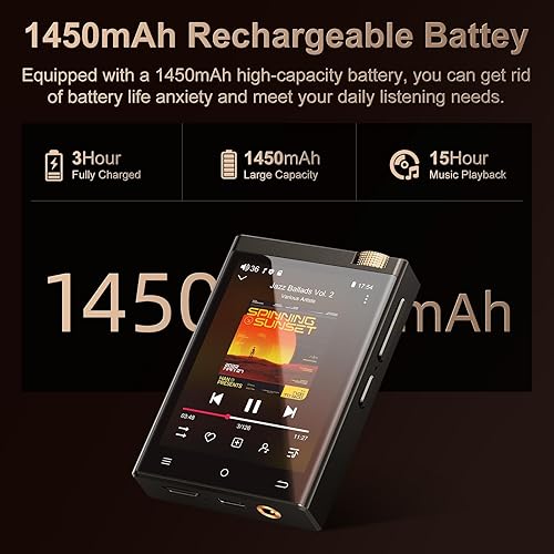 Miniatura 6 de Reproductor de MP3 de alta fidelidad con Bluetooth y WiFi, reproductor de música de alta resolución DSD M308 4 tinta negra