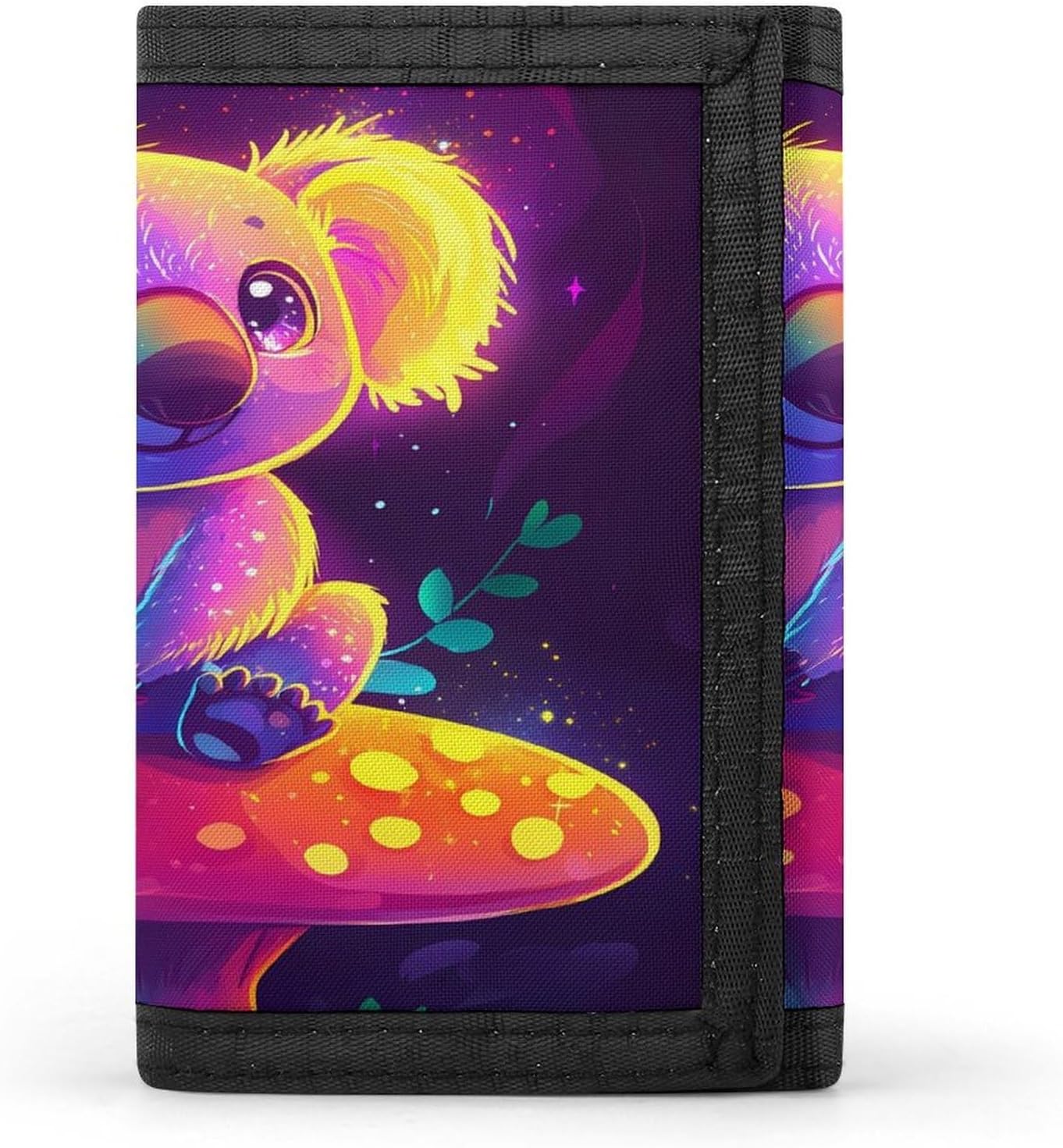 Koala Sitting on Mushroom Trifold Slim Wallet Front Pocket With Money Clip And ID Credit Card Slots For Travel Work