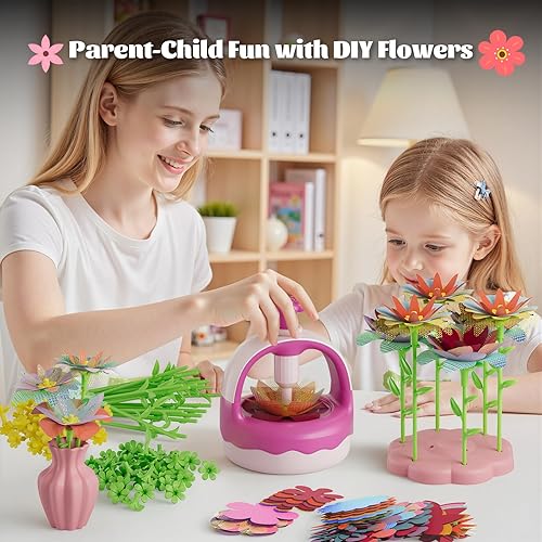 Miniatura 5 de Izomila Kit de manualidades de ramo de flores de tela, juguete de manualidades para niños, juego de actividades creativas para hacer flores, juguete