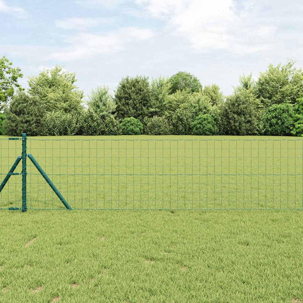 Ogrodzenie euro, zielone 0,6 x 25 m, żelazo powlekane PCW, odporne na warunki atmosferyczne, do użytku na zewnątrz, trwałe ograniczenie działki, łatwe w pielęgnacji panele ogrodzeniowe
